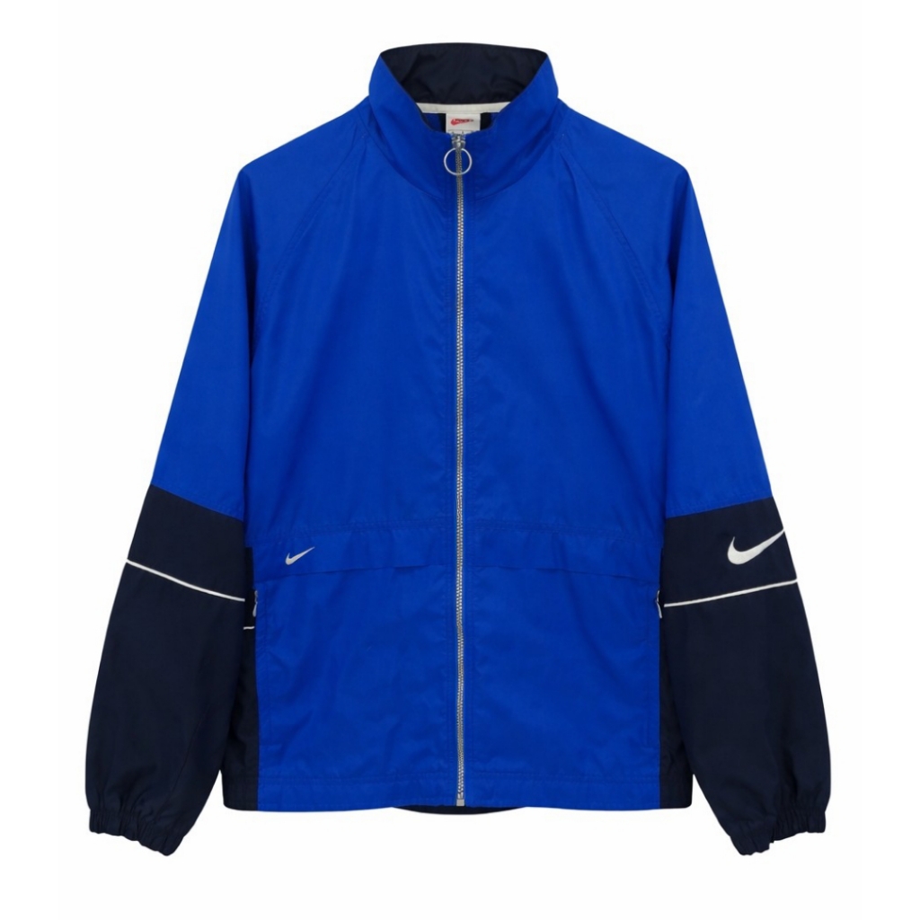 Vintage 90s Nike Colorblock Windbreaker Jacket Royal Navy Big Swoosh Size Large